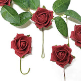 24 Roses | 2inch Red Artificial Foam Flowers With Stem Wire and Leaves