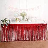 Metallic Foil Fringe Table Skirt, Self Adhesive Party Table Skirt - Red