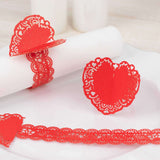 12 Pack Red Shimmery Laser Cut Heart Paper Napkin Holders Bands with Lace Pattern