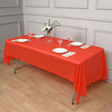 5 Pack Red Rectangle Plastic Table Covers, PVC Waterproof Disposable Tablecloths