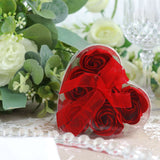 4 Pack | 24 Pcs Red Scented Rose Soap Heart Shaped Party Favors With Gift Boxes And Ribbon