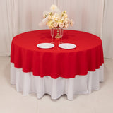 Red Seamless Cotton Linen Blend Round Tablecloth - 90inch