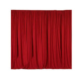 2 Pack Red Scuba Polyester Curtain Panel Durable Flame Resistant Backdrops Wrinkle Free With Rod 