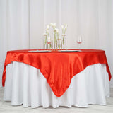 72" x 72" Red Satin Square Tablecloth Overlay