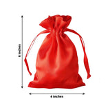 12 Pack | 4x6inch Red Satin Drawstring Wedding Party Favor Gift Bags