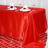 90x156 Red Satin Rectangular Tablecloth