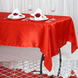 60"x102" Red Smooth Satin Rectangular Tablecloth