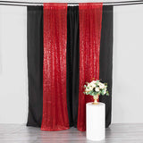 2 Pack Red Sequin Event Curtain Drapes with Rod Pockets, Seamless Backdrop Event Panels