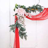 18ft | Red Wedding Arch Drapery Fabric Window Scarf Valance, Sheer Organza Linen