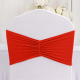 5 Pack Red Wide Ruffled Fitted Spandex Chair Sash Band