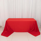 90x156inch Red Premium Scuba Wrinkle Free Rectangular Tablecloth, Seamless Scuba Polyester