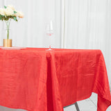 60"x102" Red Accordion Crinkle Taffeta Rectangle Tablecloth