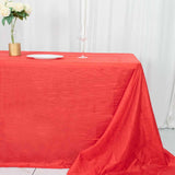 90x156inch Red Accordion Crinkle Taffeta Rectangular Tablecloth