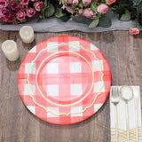 10 Pack | 13inch Red / White Buffalo Plaid Disposable Charger Plates