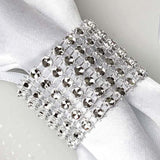 10 Pack Silver Diamond Rhinestone Napkin Ring With Velcro#whtbkgd