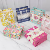 12-Pack Favor Bags Mixed Vintage Floral Tea Party – Paper Gift Bags with Ribbon Handles - Elegant
