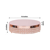 13inch Rose Gold Crystal Beaded Metal Cake Stand Pedestal, Cupcake Display, Dessert Riser