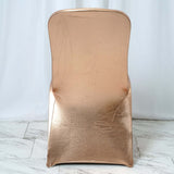 Shiny Metallic Blush/Rose Gold Spandex Banquet Chair Cover, Glittering Premium Fitted Chair Cover