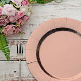 Rose Gold Disposable 13inch Charger Plates, Cardboard Serving Tray, Round with Leathery Texture