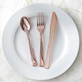 30 Pack Metallic Rose Gold Heavy Duty Plastic Silverware Set, Disposable Blush Cutlery Utensil Set