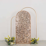 6ft Sparkly Rose Gold Big Payette Sequin Fitted Wedding Arch Cover for Round 