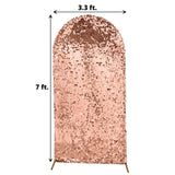 7ft Sparkly Rose Gold Double Sided Big Payette Sequin Chiara Backdrop Stand Cover For Fitted Round