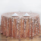 120 inches Big Payette Rose Gold | Blush Sequin Round Tablecloth Premium