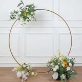 5ft Gold Metal Round Wedding Arch Arbor, Balloon Circle, Flower Frame Backdrop Stand