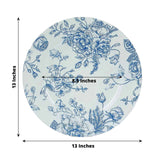 6 Pack White Blue French Toile Acrylic Charger Plates