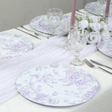 6 Pack Round Floral Acrylic Charger Plates in French Toile Pattern