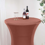 Terracotta (Rust) Highboy Spandex Cocktail Table Cover, Fitted Stretch Tablecloth