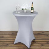 Silver Highboy Spandex Cocktail Table Cover, Fitted Tablecloth for 24"-32" Dia High Top Tables