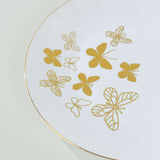 Set of 20 White Gold Butterfly Plastic Party Plates, Round Disposable Dinner and Salad Plates