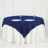 70"x70" Navy Blue Square Polyester Table Overlay