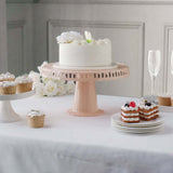 4 Pack | 13inch Blush / Rose Gold Round Footed Reusable Plastic Pedestal Cake Stands