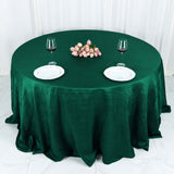 132inch Hunter Emerald Green Accordion Crinkle Taffeta Seamless Round Tablecloth