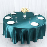 108" Peacock Teal Satin Round Tablecloth