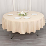 90" Beige Premium Polyester Round Tablecloth - 220GSM