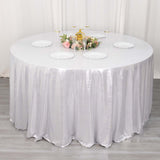 120inch Silver Shimmer Sequin Dots Polyester Tablecloth