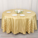 120inch Champagne Satin Stripe Seamless Round Tablecloth