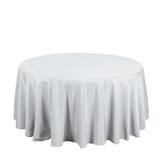 132Inch Silver Seamless Polyester Round Tablecloth