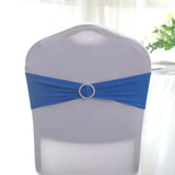 5 pack | 5"x14" Royal Blue Spandex Stretch Chair Sash with Silver Diamond Ring Slide Buckle