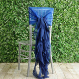 1 Set Royal Blue Chiffon Hoods With Ruffles Willow Chiffon Chair Sashes