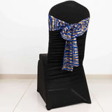 6inch x 88inch Royal Blue Gold Wave Embroidered Sequin Mesh Chair Sashes