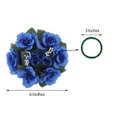 4 Pack | 3inches Royal Blue Artificial Silk Rose Flower Candle Ring Wreaths