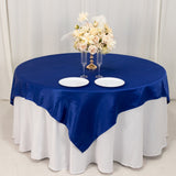 72x72inch Royal Blue Lamour Satin Table Overlay, Square Tablecloth Topper