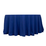 120inch Royal Blue Cotton Blend Round Tablecloth Seamless for 5 Foot Table