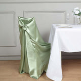 Sage Green Satin Self-Tie Universal Chair Cover, Folding, Dining, Banquet and Standard