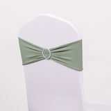 5 Pack | Sage Green Spandex Stretch Chair Sashes with Silver Diamond Ring Slide Buckle