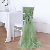 5 Pack | 22inch x 78inch Green DIY Premium Designer Chiffon Chair Sashes